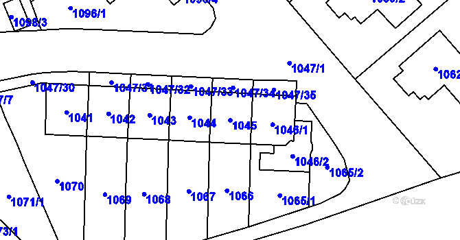 Parcela st. 1045 v KÚ Třešť, Katastrální mapa