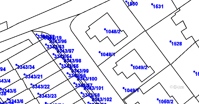 Parcela st. 1048/1 v KÚ Třešť, Katastrální mapa