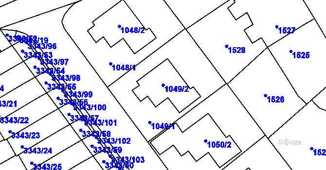 Parcela st. 1049/2 v KÚ Třešť, Katastrální mapa