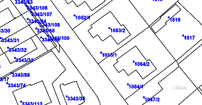 Parcela st. 1053/1 v KÚ Třešť, Katastrální mapa