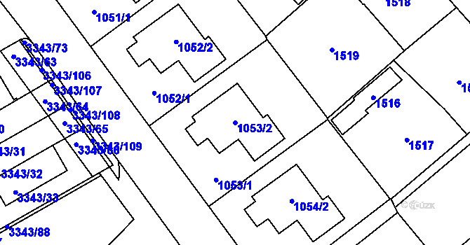Parcela st. 1053/2 v KÚ Třešť, Katastrální mapa