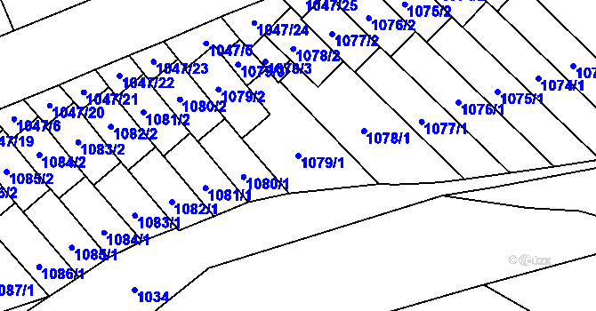 Parcela st. 1079/1 v KÚ Třešť, Katastrální mapa