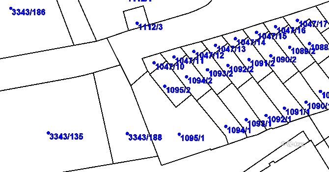 Parcela st. 1095/2 v KÚ Třešť, Katastrální mapa