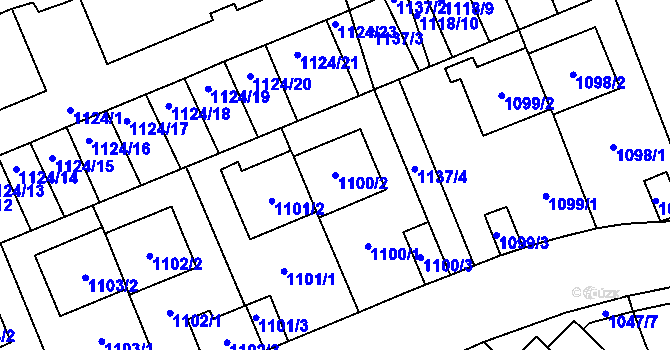 Parcela st. 1100/2 v KÚ Třešť, Katastrální mapa