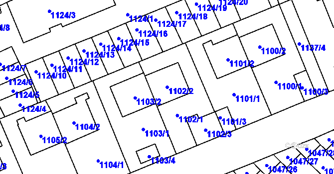 Parcela st. 1102/2 v KÚ Třešť, Katastrální mapa