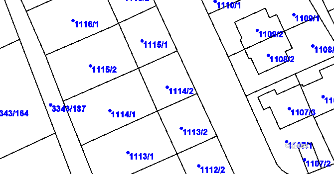 Parcela st. 1114/2 v KÚ Třešť, Katastrální mapa