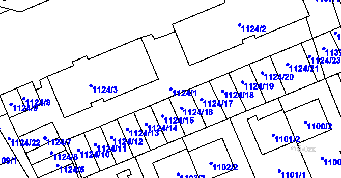 Parcela st. 1124/1 v KÚ Třešť, Katastrální mapa