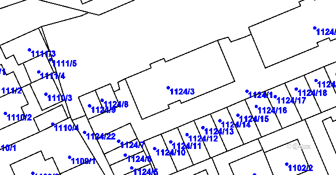 Parcela st. 1124/3 v KÚ Třešť, Katastrální mapa