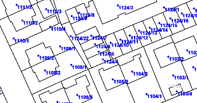 Parcela st. 1124/5 v KÚ Třešť, Katastrální mapa