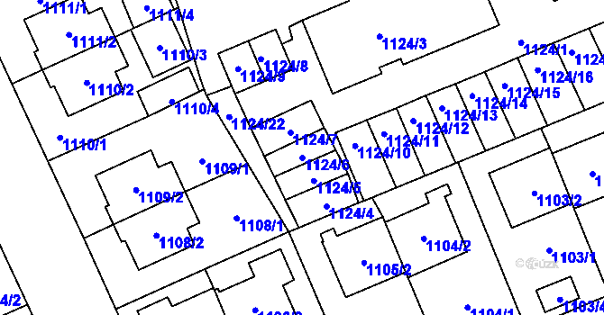 Parcela st. 1124/6 v KÚ Třešť, Katastrální mapa