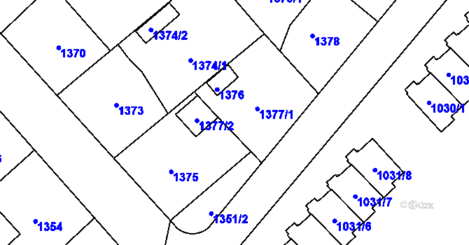 Parcela st. 1377 v KÚ Třešť, Katastrální mapa