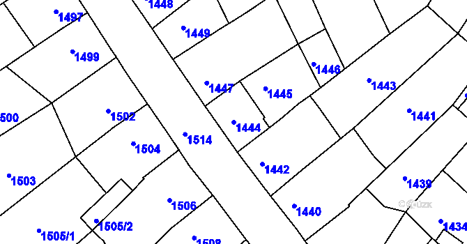 Parcela st. 1444 v KÚ Třešť, Katastrální mapa