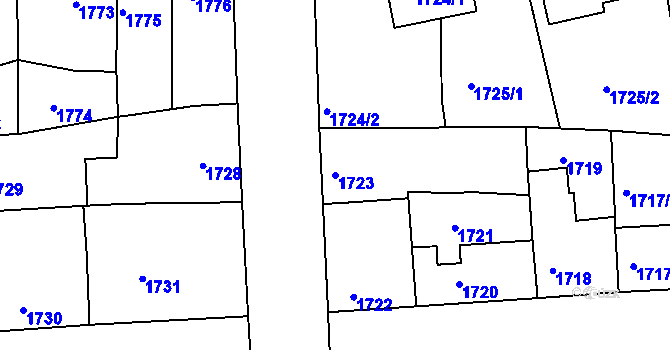 Parcela st. 1723 v KÚ Třešť, Katastrální mapa