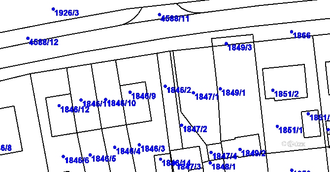Parcela st. 1846/2 v KÚ Třešť, Katastrální mapa