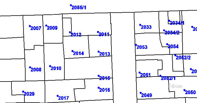 Parcela st. 2013 v KÚ Třešť, Katastrální mapa
