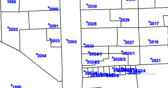 Parcela st. 2026 v KÚ Třešť, Katastrální mapa