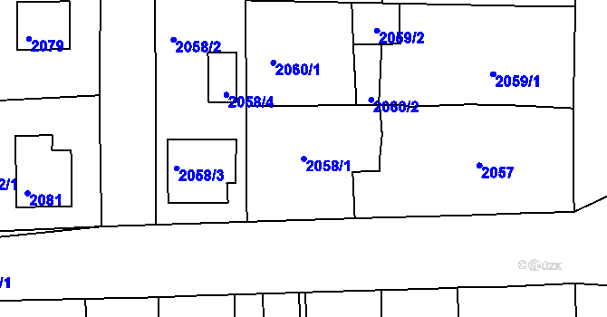 Parcela st. 2058/1 v KÚ Třešť, Katastrální mapa