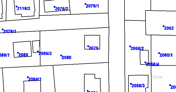 Parcela st. 2079 v KÚ Třešť, Katastrální mapa