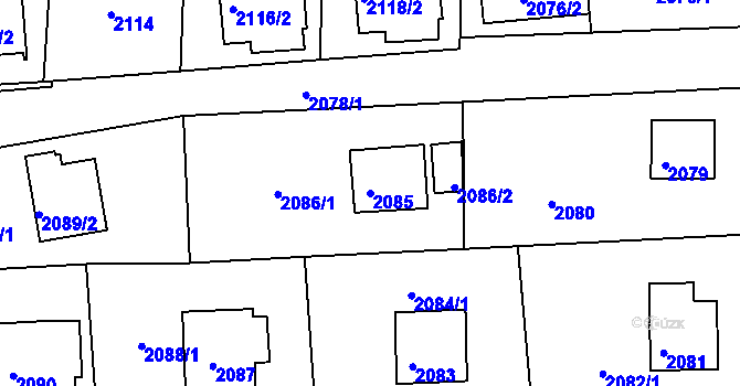 Parcela st. 2085 v KÚ Třešť, Katastrální mapa