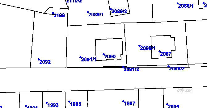 Parcela st. 2090 v KÚ Třešť, Katastrální mapa