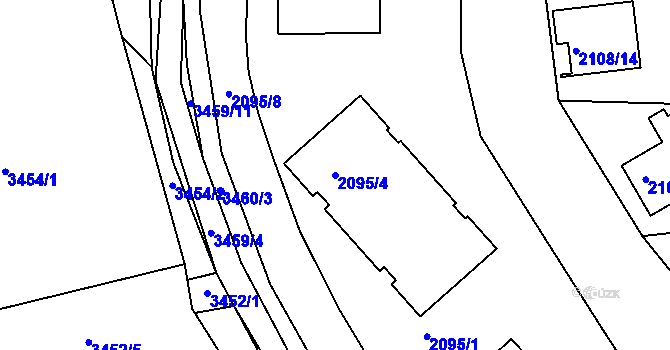 Parcela st. 2095/4 v KÚ Třešť, Katastrální mapa