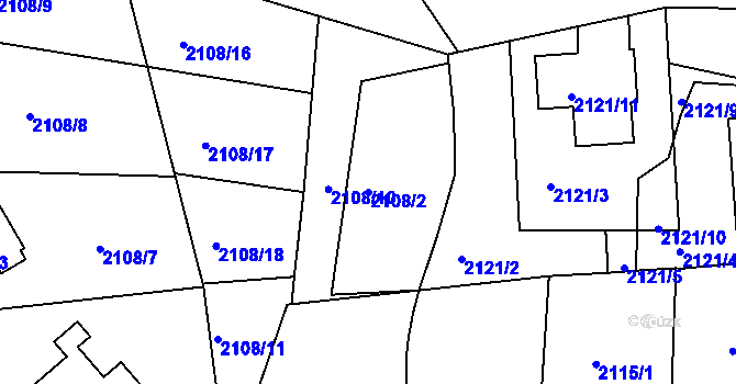 Parcela st. 2108/2 v KÚ Třešť, Katastrální mapa