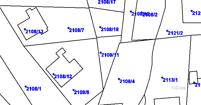 Parcela st. 2108/11 v KÚ Třešť, Katastrální mapa