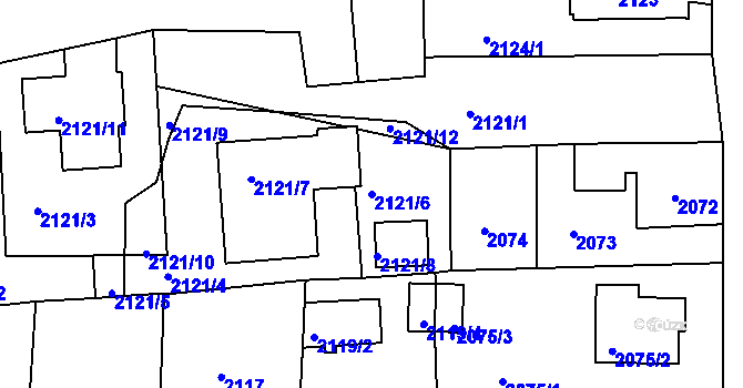 Parcela st. 2121/6 v KÚ Třešť, Katastrální mapa