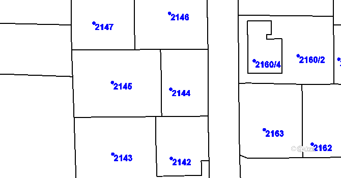 Parcela st. 2144 v KÚ Třešť, Katastrální mapa