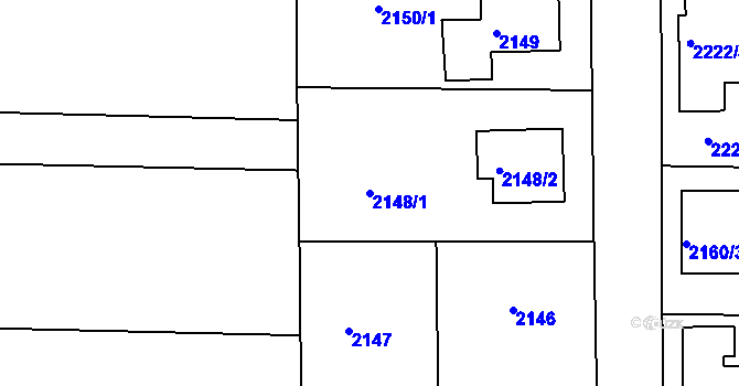 Parcela st. 2148/1 v KÚ Třešť, Katastrální mapa