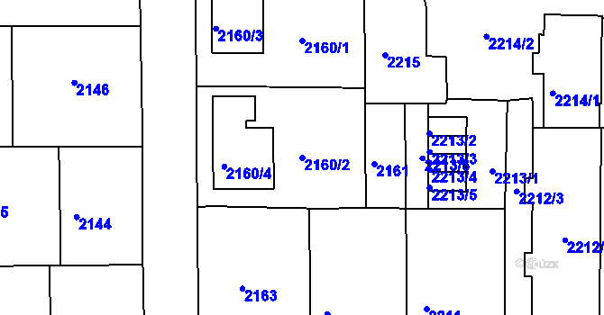 Parcela st. 2160/2 v KÚ Třešť, Katastrální mapa