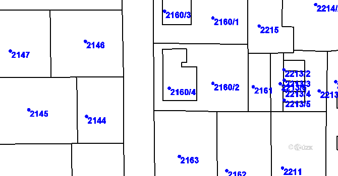 Parcela st. 2160/4 v KÚ Třešť, Katastrální mapa
