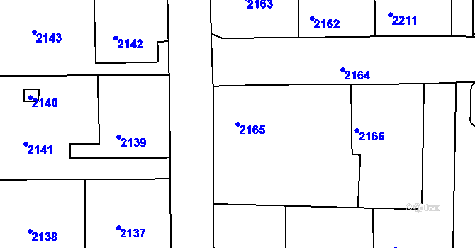 Parcela st. 2165 v KÚ Třešť, Katastrální mapa