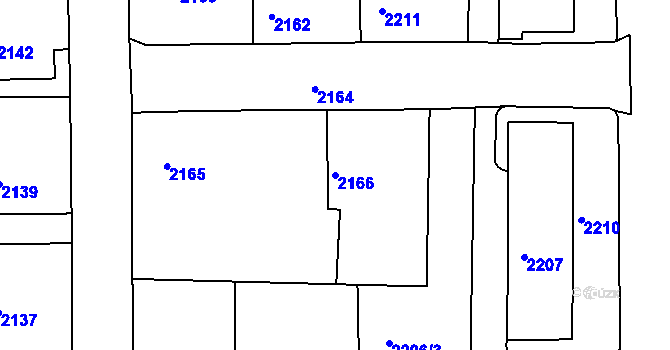 Parcela st. 2166 v KÚ Třešť, Katastrální mapa