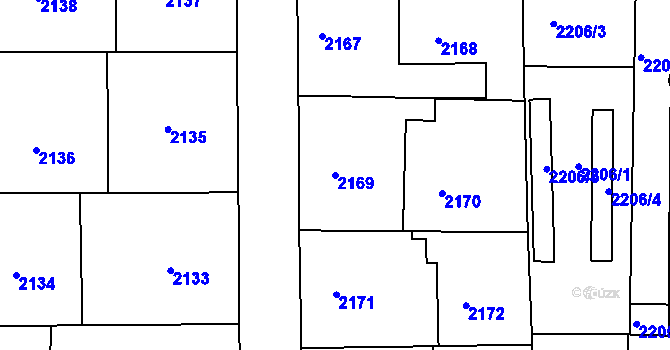 Parcela st. 2169 v KÚ Třešť, Katastrální mapa