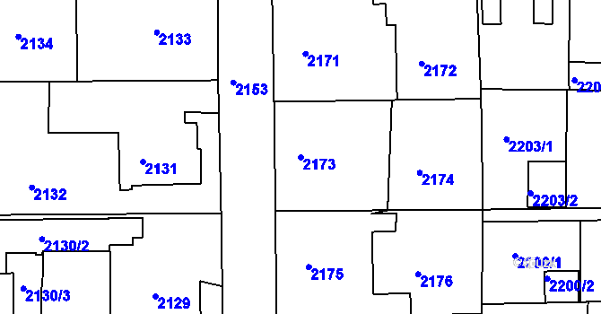 Parcela st. 2173 v KÚ Třešť, Katastrální mapa