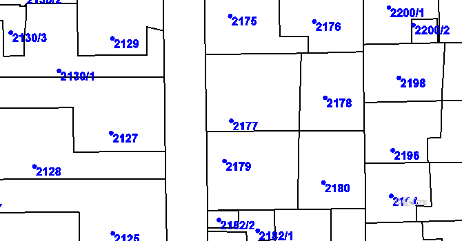 Parcela st. 2177 v KÚ Třešť, Katastrální mapa