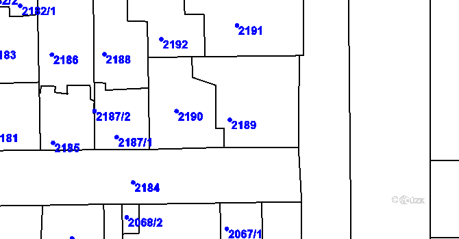 Parcela st. 2189 v KÚ Třešť, Katastrální mapa