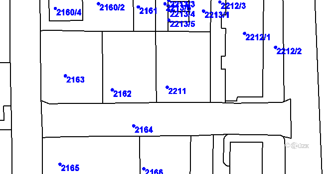Parcela st. 2211 v KÚ Třešť, Katastrální mapa