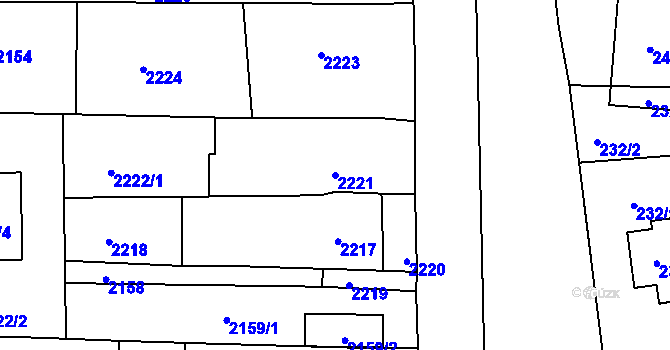 Parcela st. 2221 v KÚ Třešť, Katastrální mapa