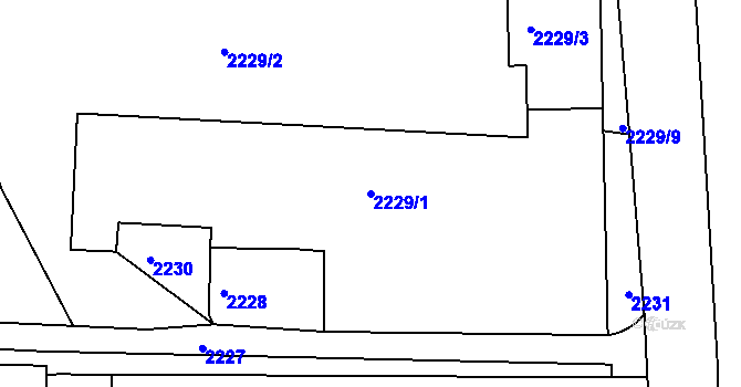 Parcela st. 2229/1 v KÚ Třešť, Katastrální mapa