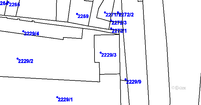Parcela st. 2229/3 v KÚ Třešť, Katastrální mapa