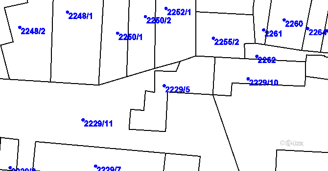 Parcela st. 2229/5 v KÚ Třešť, Katastrální mapa