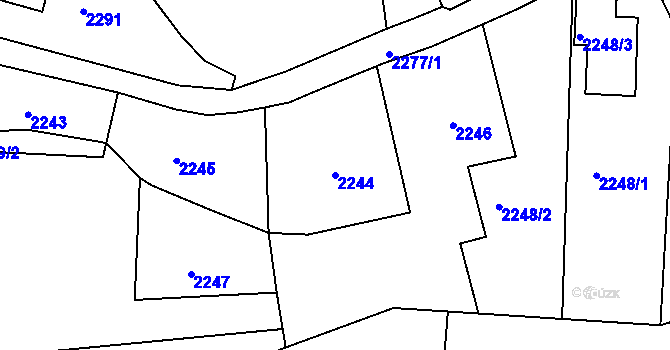 Parcela st. 2244 v KÚ Třešť, Katastrální mapa