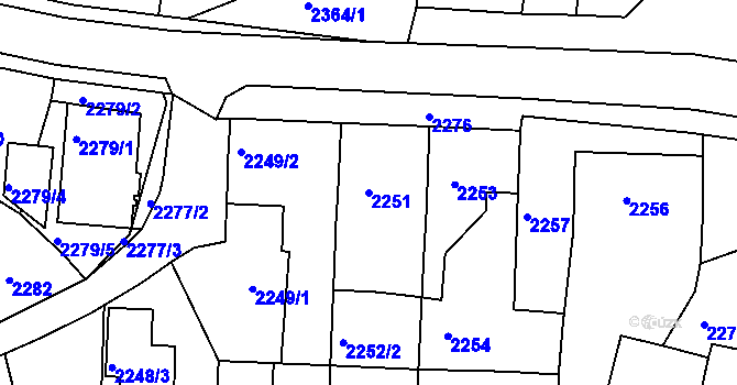 Parcela st. 2251 v KÚ Třešť, Katastrální mapa