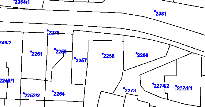 Parcela st. 2256 v KÚ Třešť, Katastrální mapa