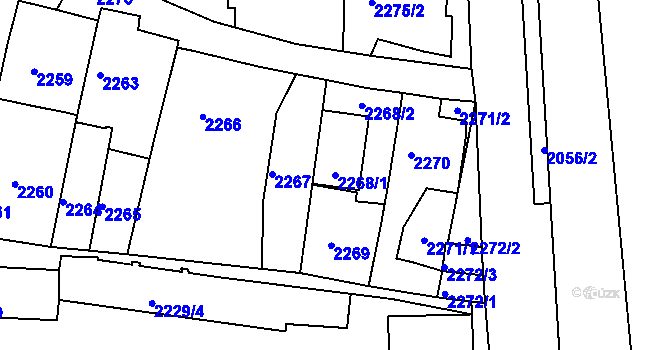 Parcela st. 2268/1 v KÚ Třešť, Katastrální mapa