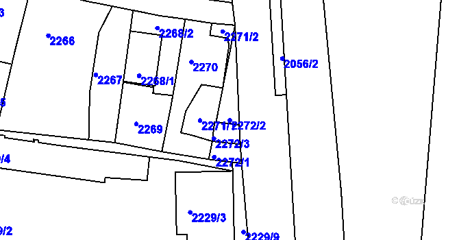 Parcela st. 2272/2 v KÚ Třešť, Katastrální mapa