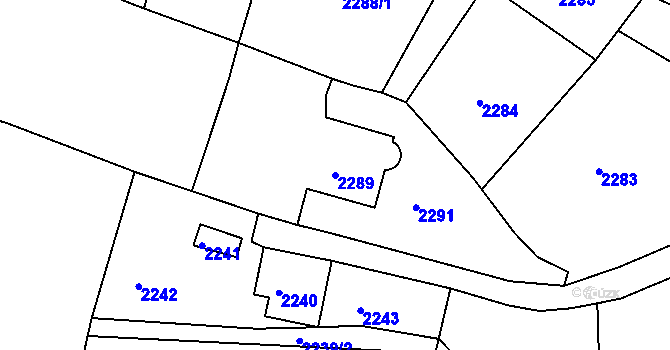 Parcela st. 2289 v KÚ Třešť, Katastrální mapa