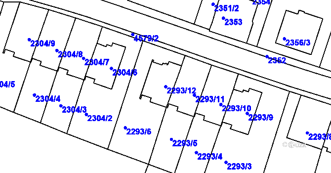 Parcela st. 2293/12 v KÚ Třešť, Katastrální mapa
